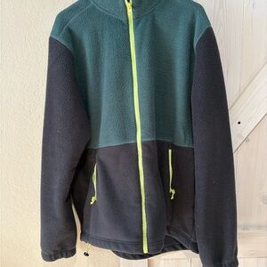 Men's Two-Tone Fleece Jacket with Neon Accents